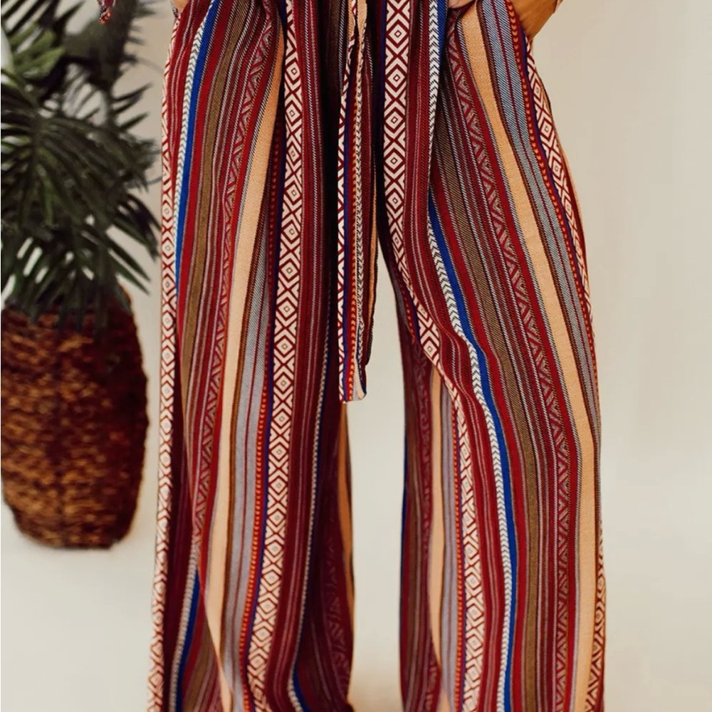 Boho stripped wide leg pants